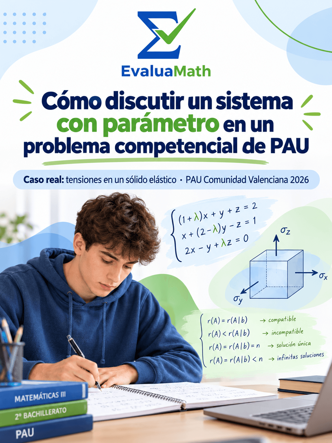 Cómo discutir un sistema con parámetro en un problema competencial de PAU.