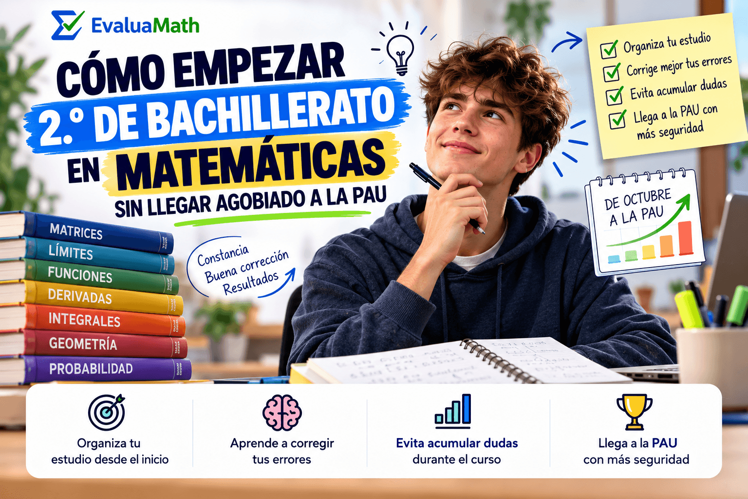Cómo empezar 2.º de Bachillerato en Matemáticas sin llegar agobiado a la PAU